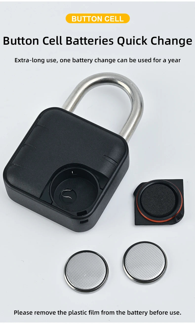 Smart Pad Lock Fingerprint Padlock Cabinet Lock Dormitory Anti-Theft Lock USB Rechargeable Security Keyless Lock Smart Padlock