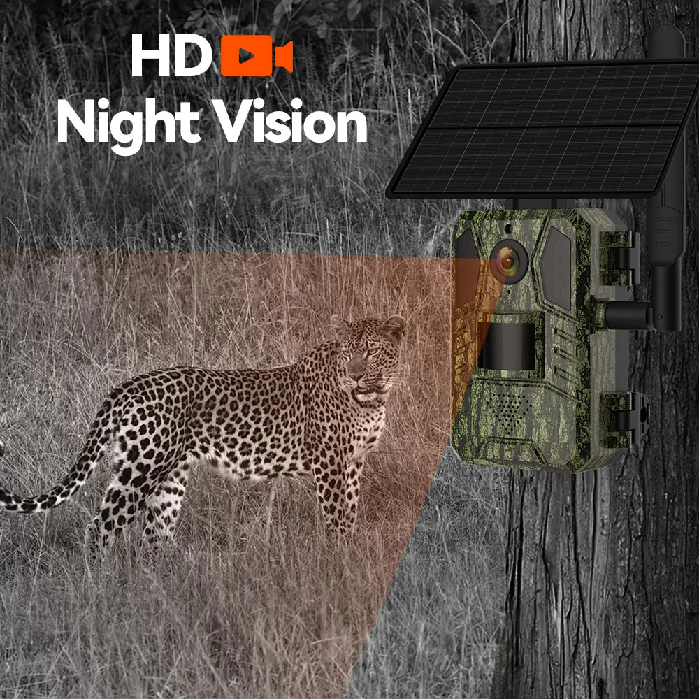 Trail Camera 4G LTE Trail Wildlife Hunting Camera Game Cam Dear Surveillance Night Vision No Glow Motion Activated 0.2s Trigger