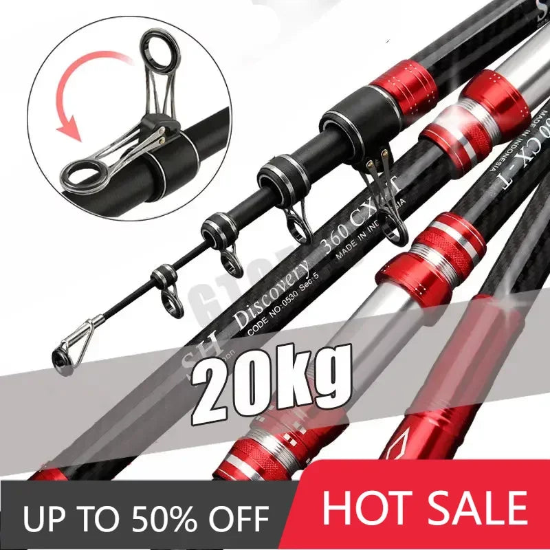 Telescopic Fishing Rod 2.7/3.0/3.6/4.2/4.5m Travel  Surf Rod Spinning Power 5-300g Throwing Surfcasting Carbon Baitcasting rod