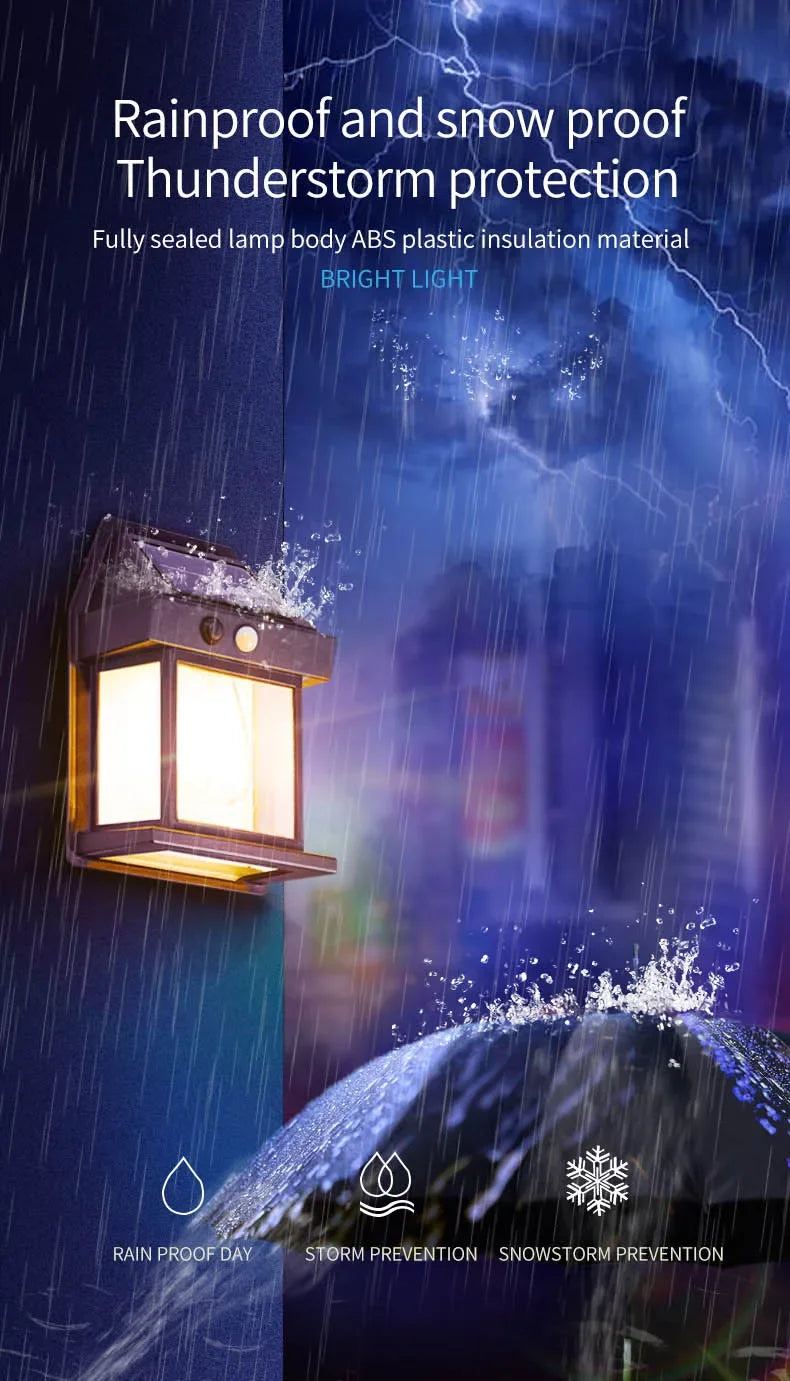 Solar Outdoor Waterproof LED Wall Light Powerful Solar Energy Lamp with Light Sensor for Garden Yard Fence House Decoration