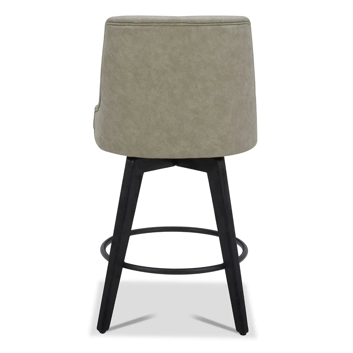 Swivel Counter Height Bar Stools Set of 2, Faux Leather Upholstered Backrest, Solid Wood Legs 26" Seat, Grey, Customized