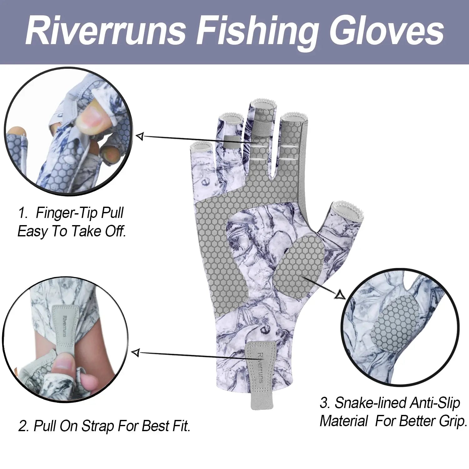 Riverruns Fingerless Fishing Gloves are designed for Men and Women Fishing, Boating, Kayaking, Hiking, Running, Cycling WardBoyzPROShop