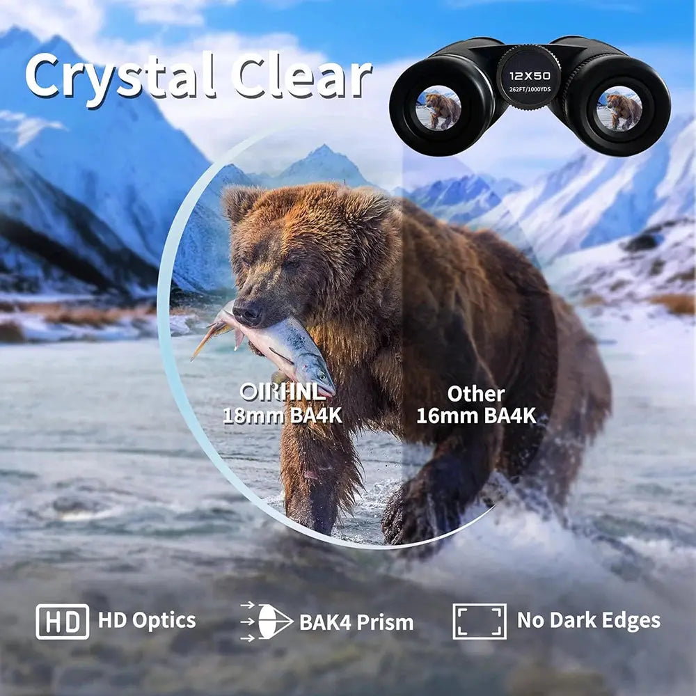 12x50 HD Binoculars for Adults High Powered Large View Binoculars with Clear Vision IPX7 Waterproof Telescope for Hunting Travel WardBoyzPROShop
