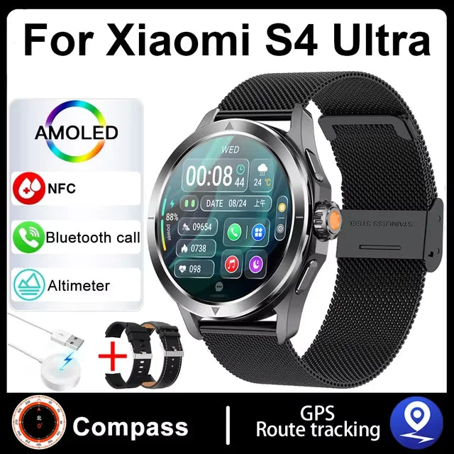 S4 Ultra For Xiaomi Smart Bracelet Men Watch AMOLED HD Screen Bluetooth Call GPS Trajectory NFC Heart Rate Compass SmartWatches WardBoyzPROShop