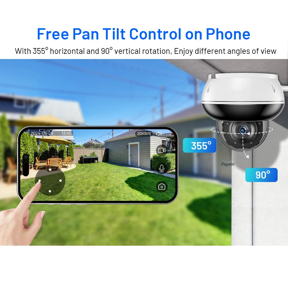 Security Dome 2.4/5 GHz WiFi PTZ Camera Outdoor 5MP Wireless IP Camera 5X Zoom Indoor Auto Tracking Infrared Night Vision 2-Way