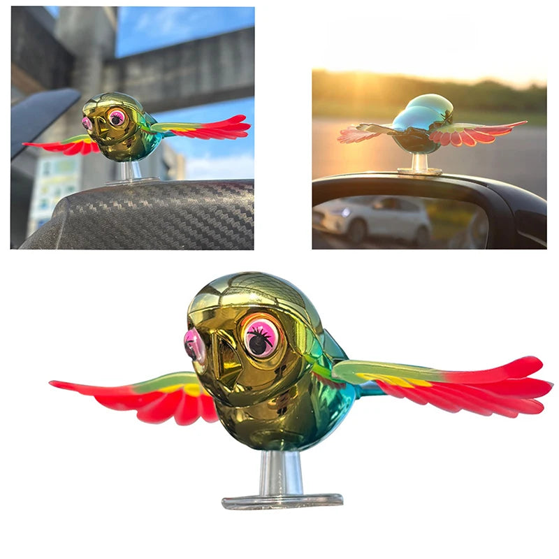 Vibrant Simulation Fly Bird Motorcycle Car Charm, Cute Winged Mate Waving in the Wind, Cool and Fun Car Companion