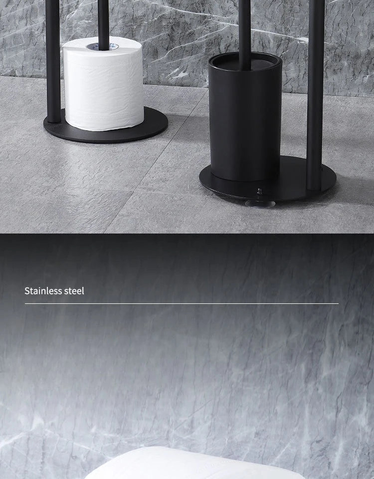 Freestanding Toilet Paper Holder – Multi-Functional Floor Standing Tissue Rack with Toilet Brush Holder for Bathroom