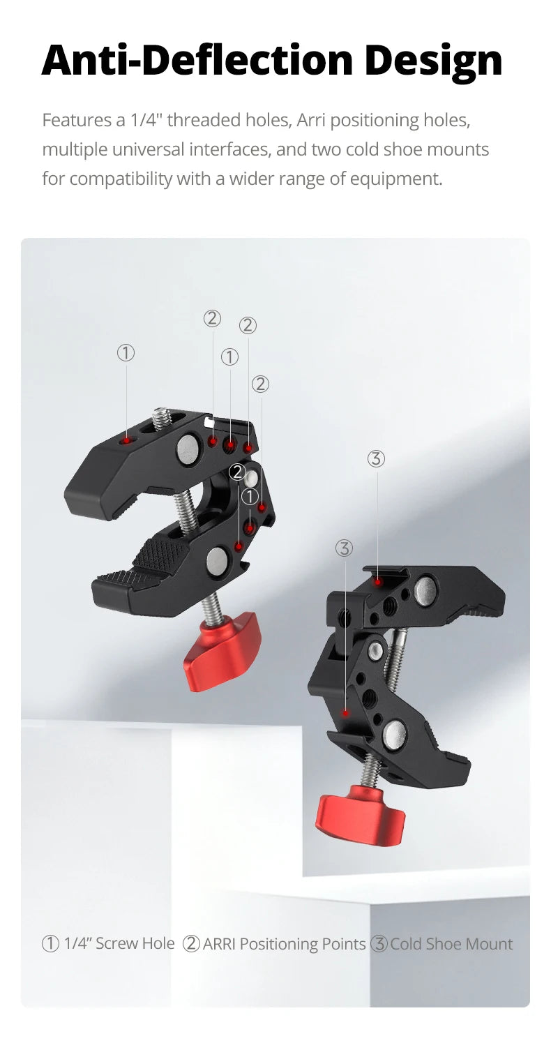 AMBITFUL 360° Double Ballhead Magic Arm With Super Clamp Kit 1/4" Screw Ball Head Adapter For Monitor LED Light Camera
