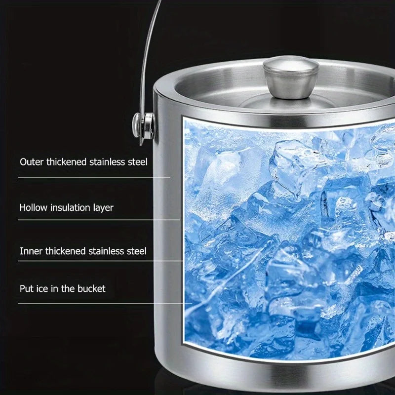 1.6L/2L/3L Stainless Steel Insulated Ice Bucket Wine Beer Champagne KTV Party Cooler WardBoyzPROShop