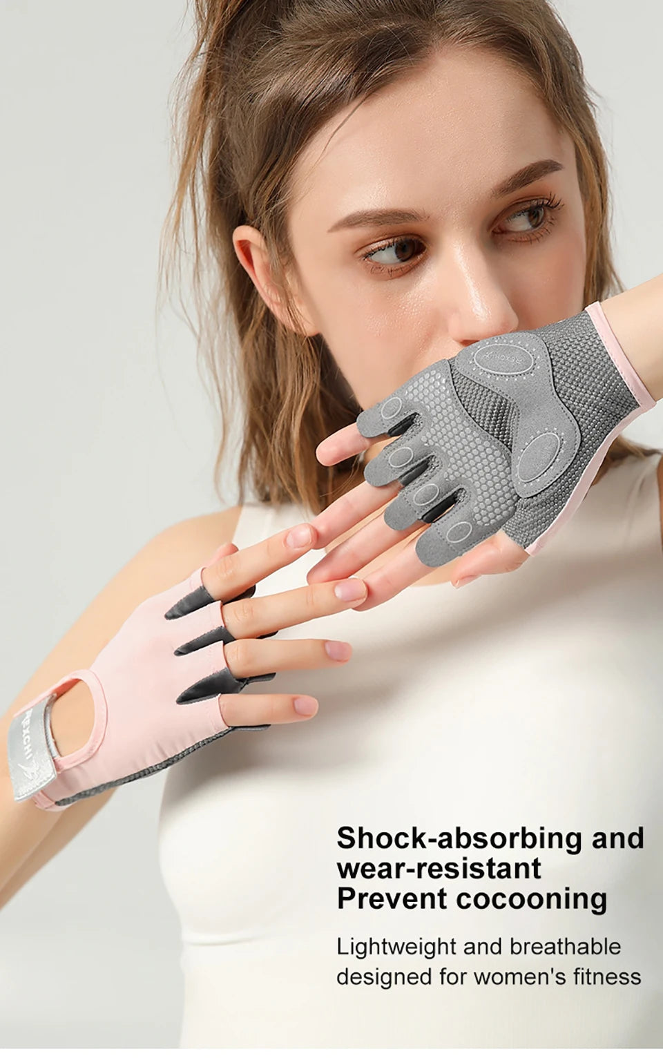 NOFOXO 1Pair Half-Finger Cycling Sports Gloves Women Breathable Anti-Slip Shock Absorbent Yoga Fitness Exercise Wear Resistant