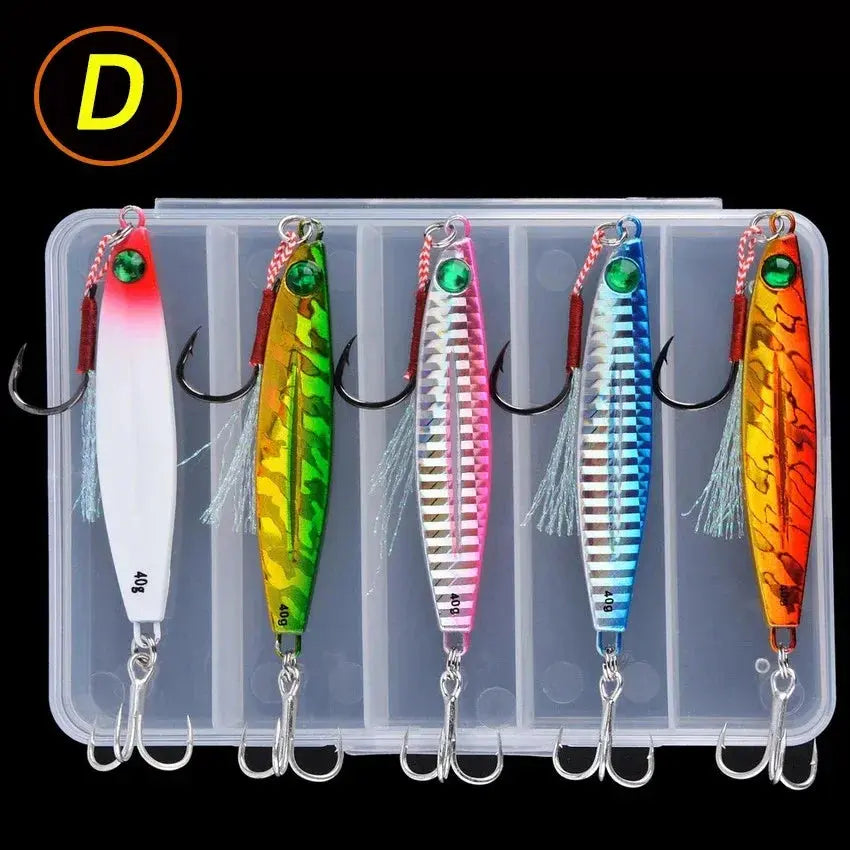 5pcs Metal Jig Fishing Lure Weights 10g-40g Trolling Hard Bait Bass Fishing Bait Tackle Trout Jigging Lure Jigs Saltwater Lures WardBoyzPROShop
