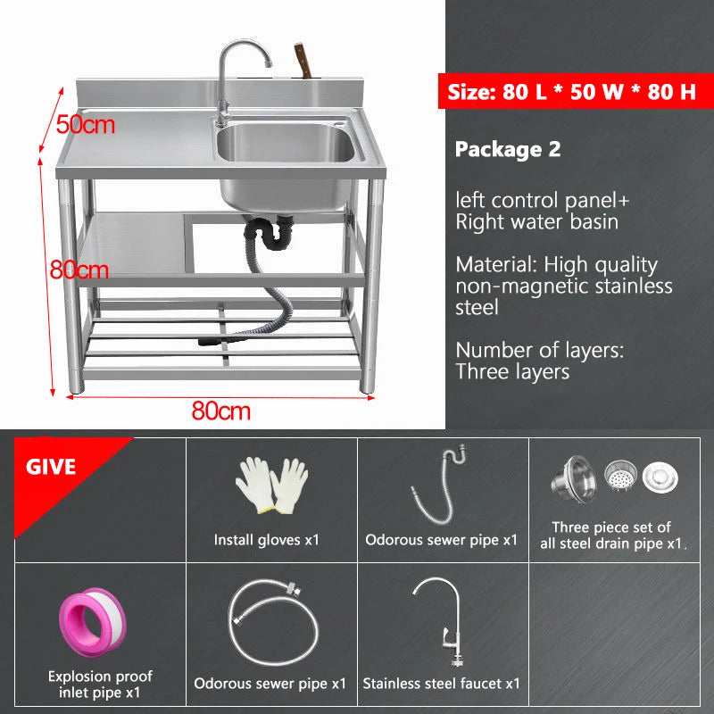 Thickened Stainless Steel Washbasin Household Sink Double Sink Kitchen Washing Basin Countertop Integrated with Bracket Sink
