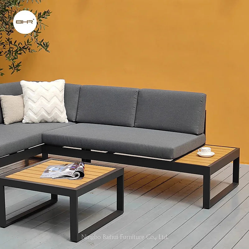 BHR Garden Furniture Set L Shape Leisure Garden Sofa Outdoor Aluminum Furniture Patio Sectional Sofa Garden Set Patio Furniture