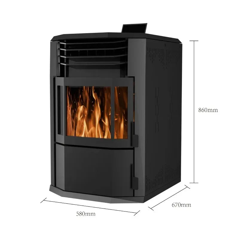 【Best-selling】10kW Automatic Modern Indoor Wood Burner Biomass Pellet Stove Central Water Heating Free-standing for Home Firepla