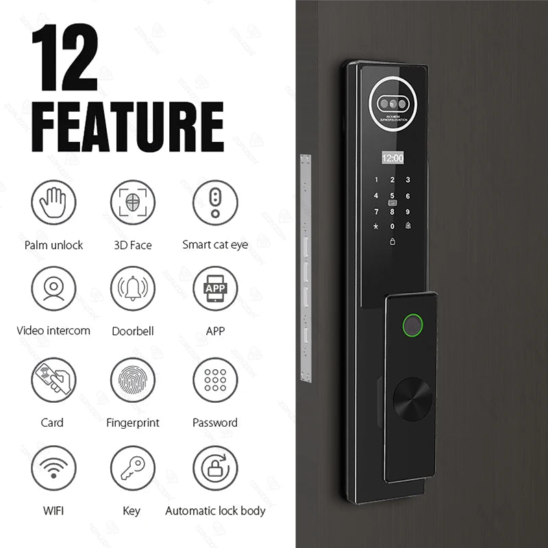 Metallic Security Electric Key Smartlock Wifi Digital Boshi Smart Products Intelligent Look Door With Camera Tuya Oklok Locks