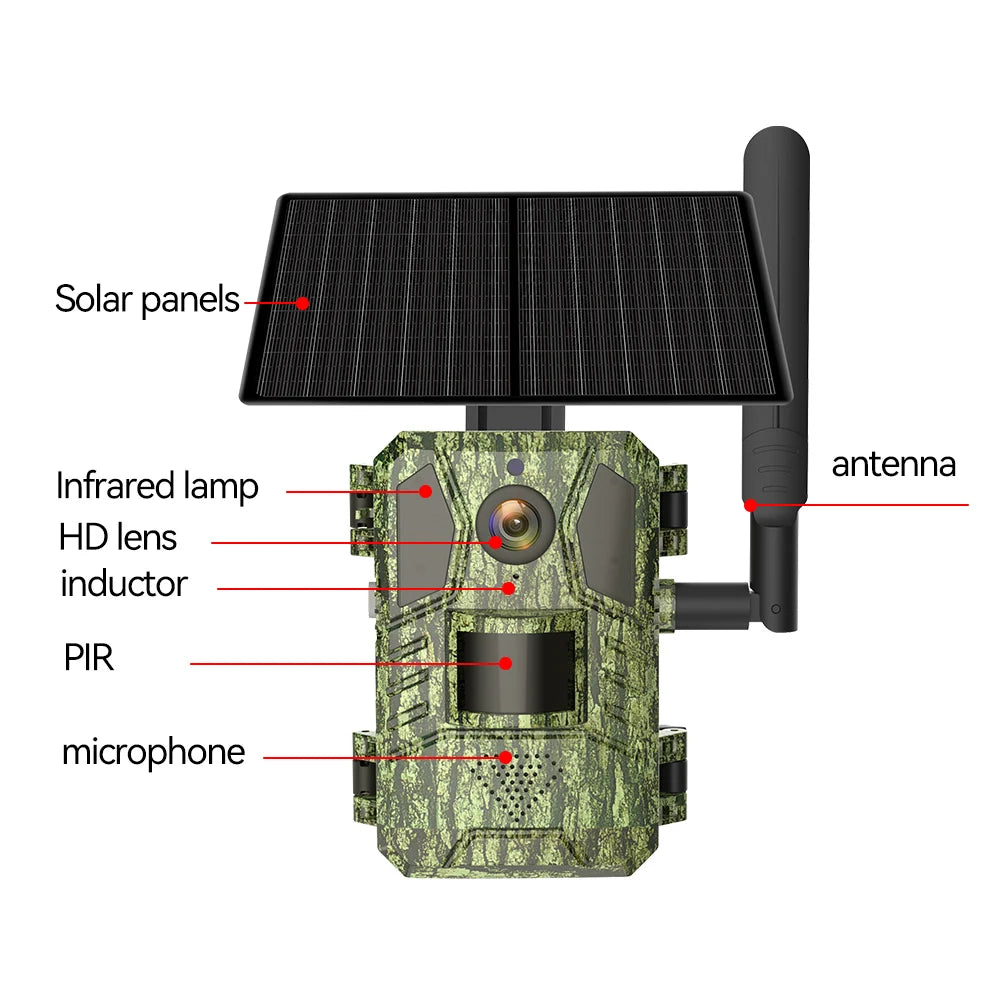 Trail Camera 4G LTE Trail Wildlife Hunting Camera Game Cam Dear Surveillance Night Vision No Glow Motion Activated 0.2s Trigger