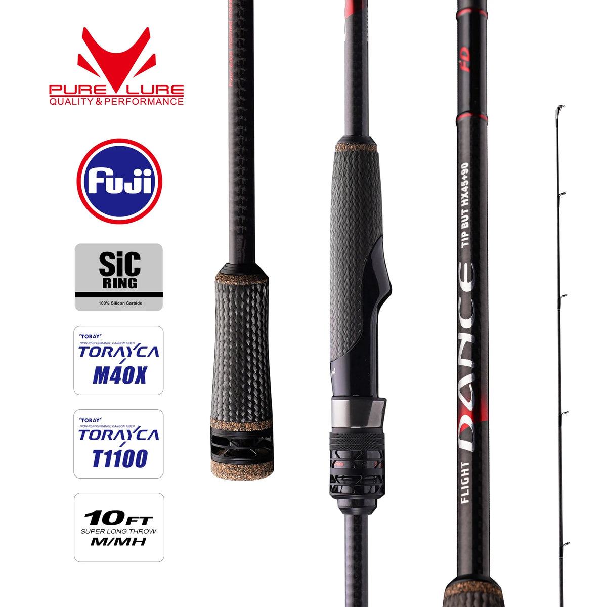 Long Rod Spinner PURELURE NEW DANCE 10FT Spinning Rod For Bass High Carbon Long Throwin ...