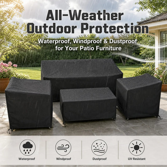 4pcs/Set Patio Furniture Covers, Heavy Duty Waterproof Outdoor Furniture Covers, Rattan Outdoor Furniture Windproof