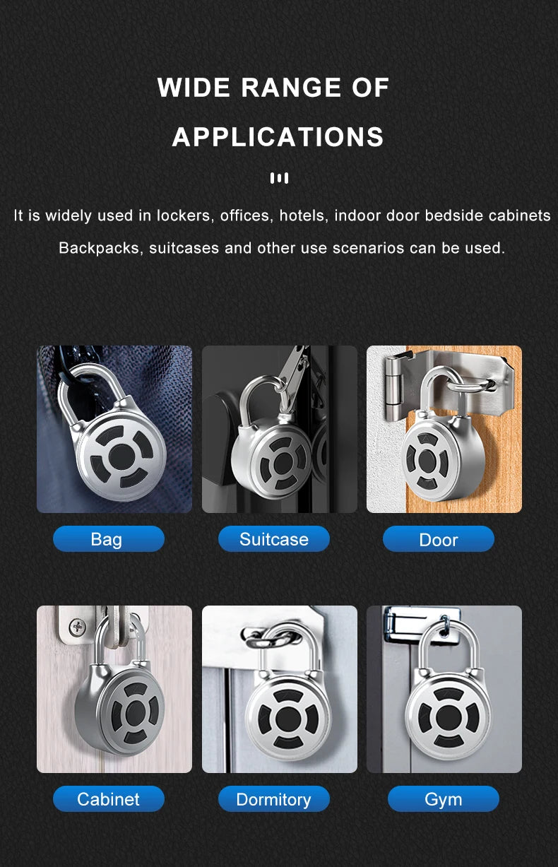 Smart Lock Bluetooth APP Control IP55 Waterproof Rechargeable for Luggage Gym Office Zinc Alloy Anti Theft Padlock