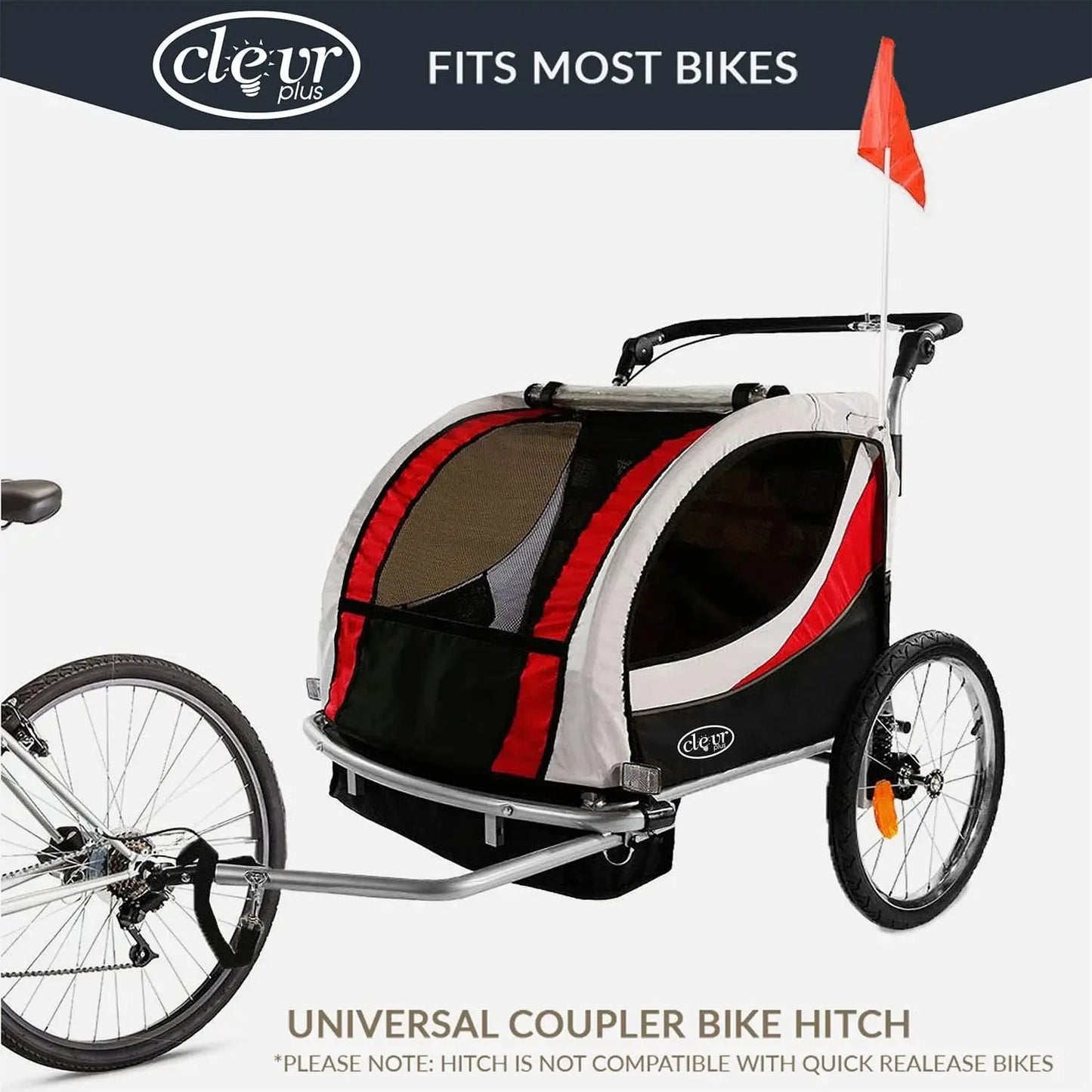 Deluxe 3-in-1 Double 2 Seat Bicycle Bike Trailer Jogger Stroller for Kids Children | Foldable Collapsible w/Pivot Front Wheel WardBoyzPROShop