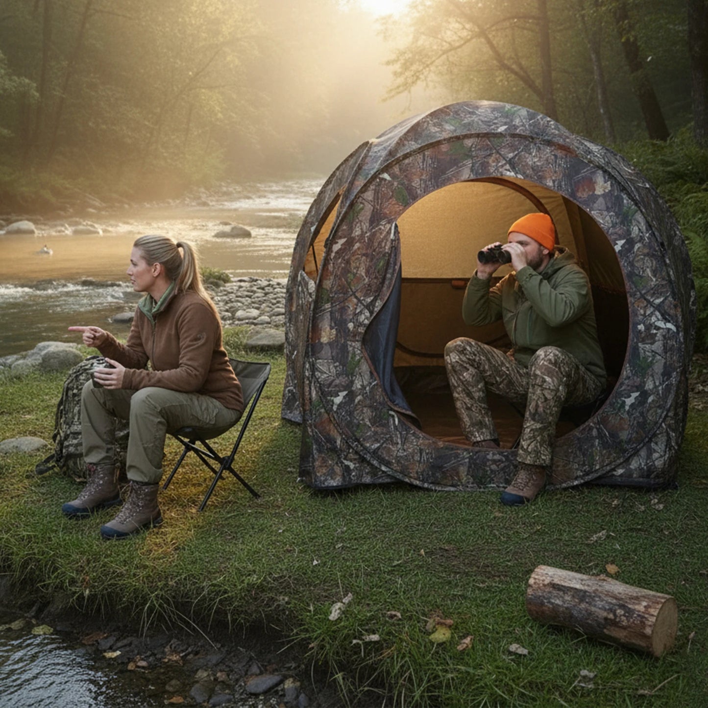 Camouflage Pop-Up Hunting Blind Ground Shelter for Deer Turkey And Duck Hunting Easy Setup And Storage Outdoor Camo Blind