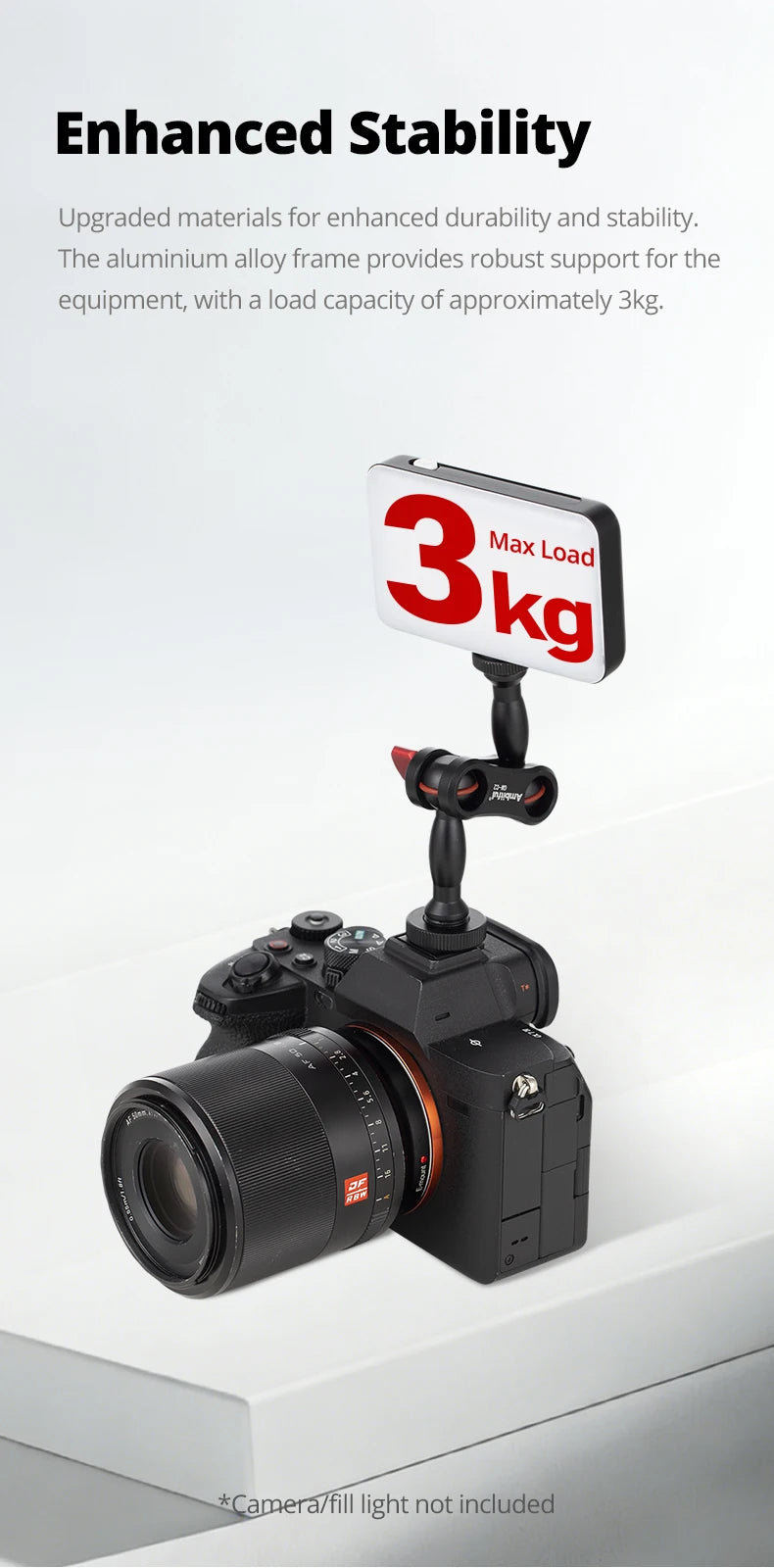 AMBITFUL 360° Double Ballhead Magic Arm With Super Clamp Kit 1/4" Screw Ball Head Adapter For Monitor LED Light Camera