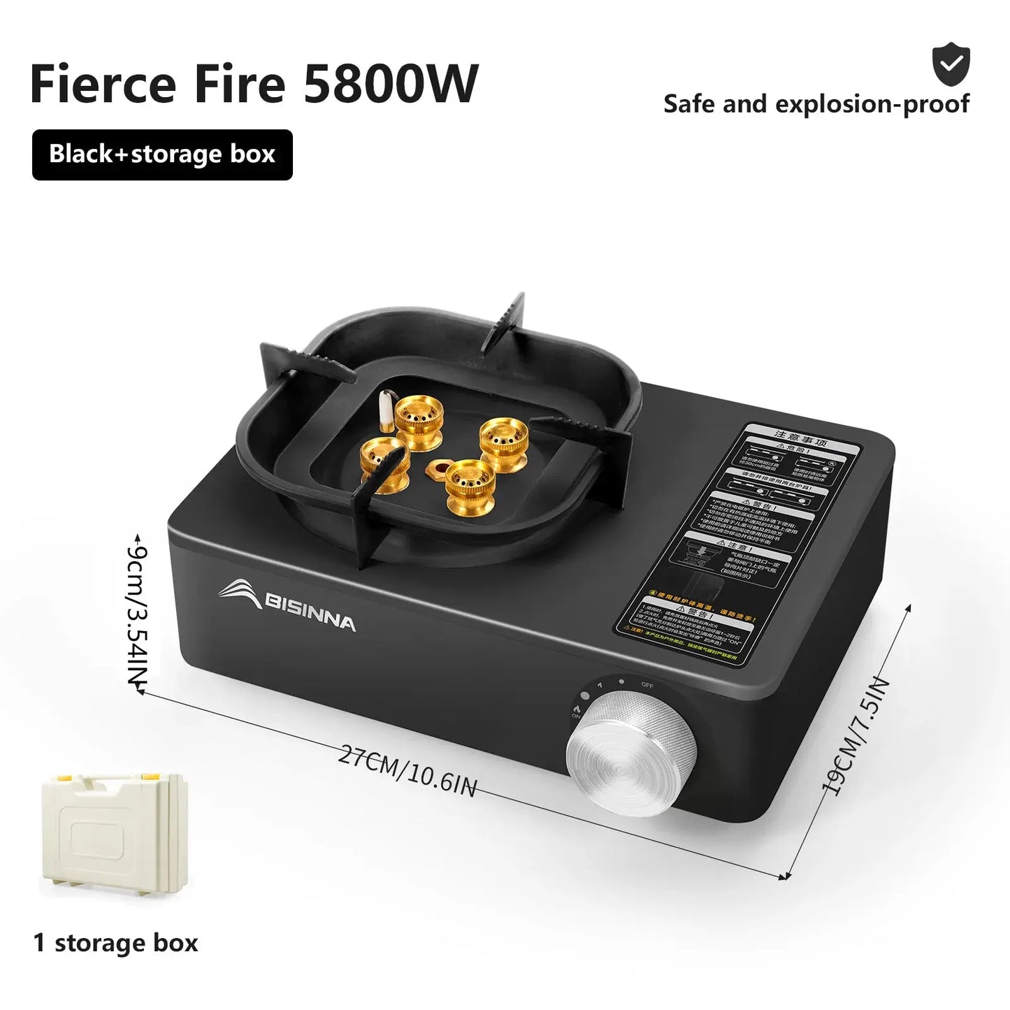 BISINNA Camping Gas Stove 5800W High Firepower Outdoor Portable Cassette Burner for Picnic Hiking Trekking WardBoyzPROShop