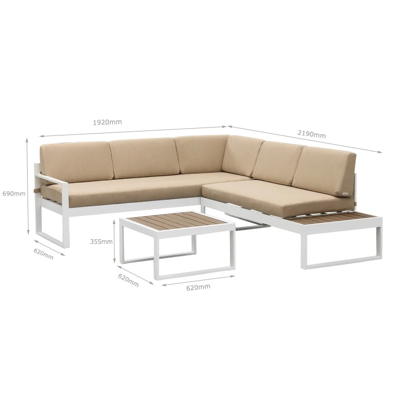 BHR Garden Furniture Set L Shape Leisure Garden Sofa Outdoor Aluminum Furniture Patio Sectional Sofa Garden Set Patio Furniture