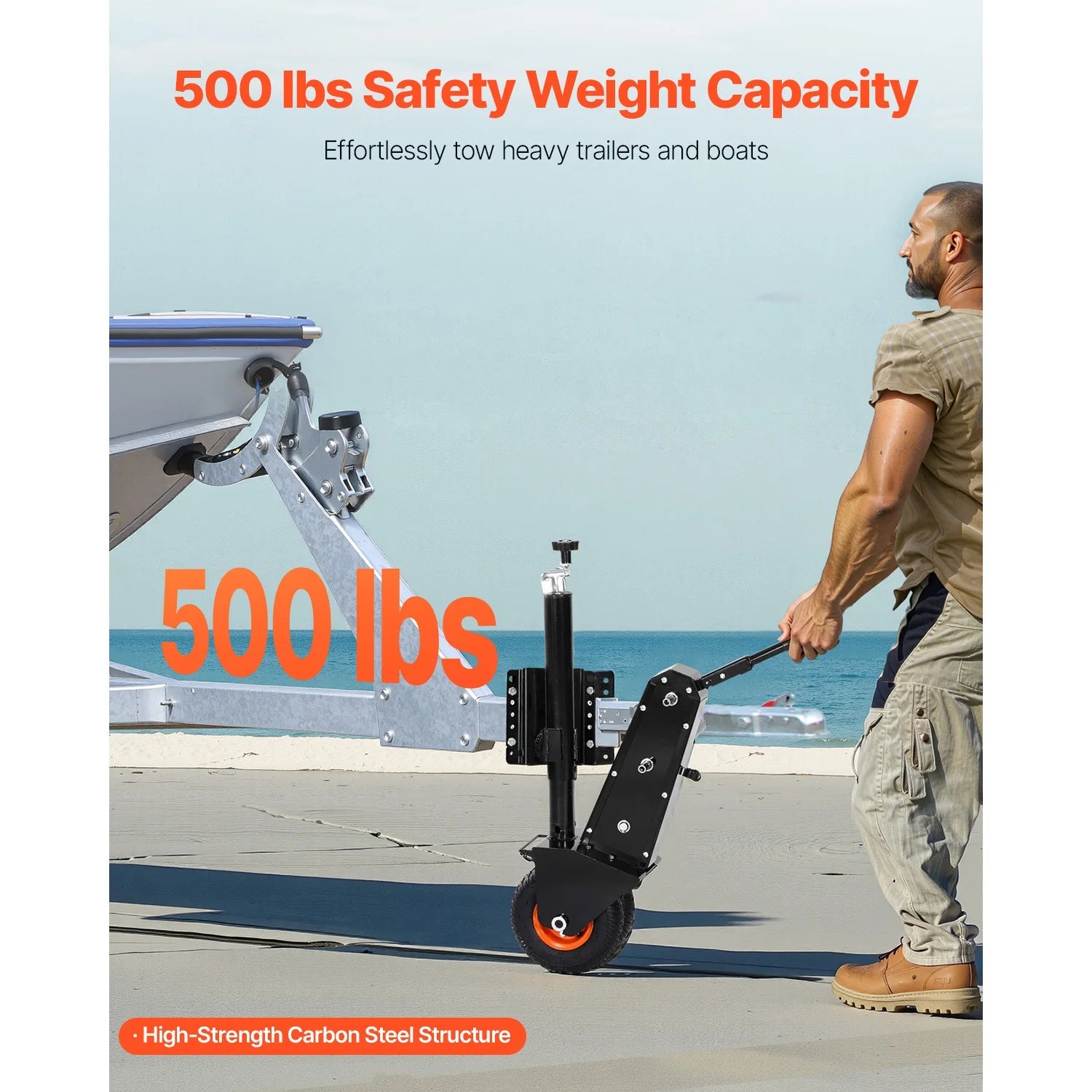VEVOR 500lbs Tongue Boat Trailer Dolly 13in-23.2in Height Adjustable Manual or Electric Wrench Drive RVs Mover for Cargo Moving WardBoyzPROShop