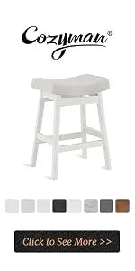 Bar Stools Set of 3 Barstools with Sturdy Wood Legs Saddle Seat Counter Height Bar Stools for Kitchen Counter Bar Dining 24
