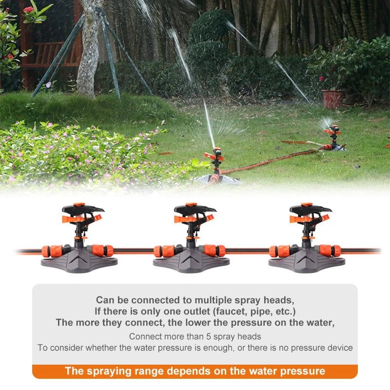 Automatic Garden Watering Lawn Sprinklers 360° Rotation Irrigation Watering System with Nozzle Grass Plant for Farm Outdoor Yard