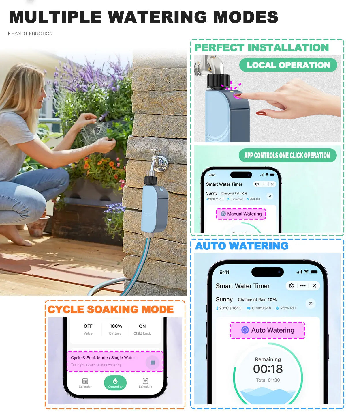 Smart WIFI Garden Watering Timer Tuya Automatic Sprinkler Remote Drip Irrigation System Outdoor Water Controller Valve Goole Hom