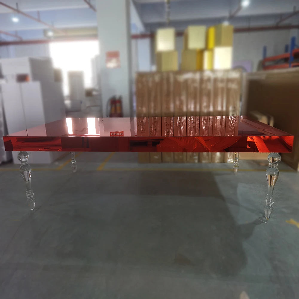event party supplies metal wedding table with clear glass bridal and groom dining table