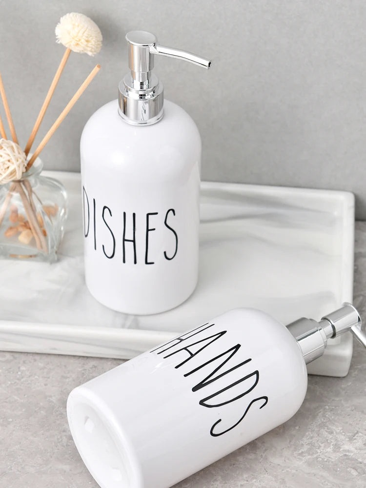 Kitchen Soap Dispenser White Dish Soap Dispenser and Hand Soap Bathroom Refillable Shampoo Shower Gel Bottle Mesa Adornment Bott