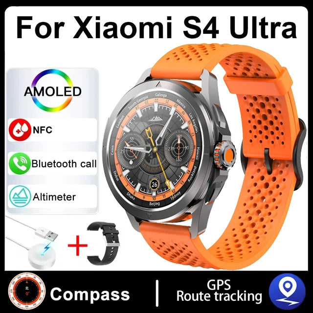 S4 Ultra For Xiaomi Smart Bracelet Men Watch AMOLED HD Screen Bluetooth Call GPS Trajectory NFC Heart Rate Compass SmartWatches WardBoyzPROShop