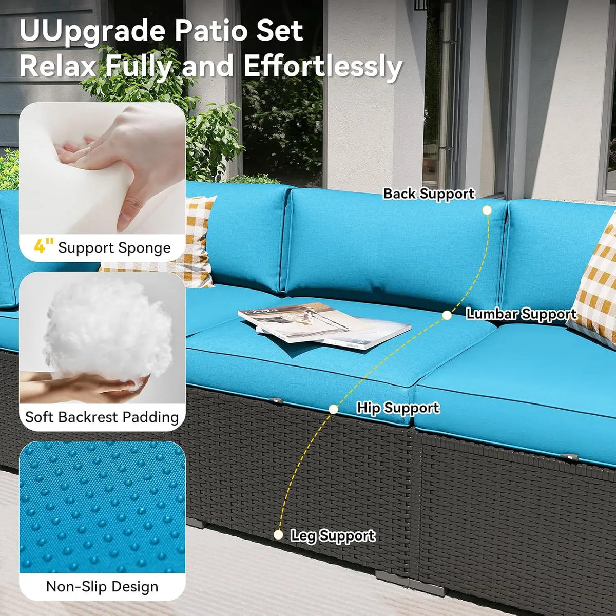 7-Piece Outdoor Sectional Sofa Set with Waterproof Cover, Wicker Rattan Patio Furniture for Backyard Garden, Customized