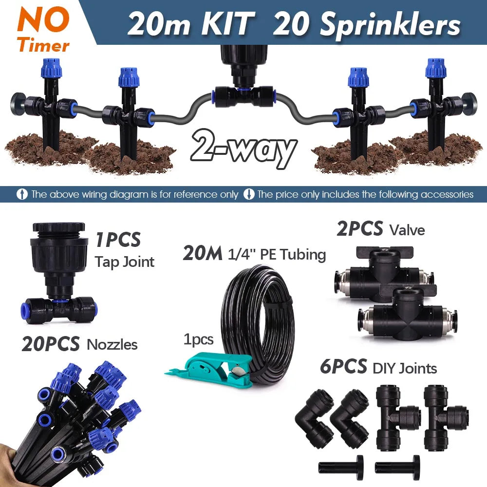 1/4" Garden Irrigation Timed System Rain Sensor LCD Timer 4/6mm Adjustable Sprinkler Drippers Outdoor Lawn Plant Pots Watering