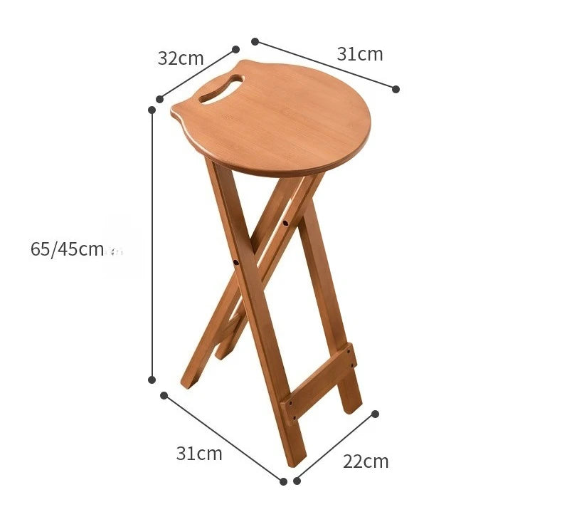 Retro style bamboo folding stool, household foldable round stool, foldable high stool, bar stool, restaurant dining stool