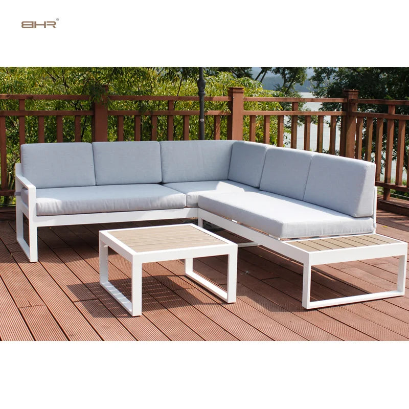 BHR Garden Furniture Set L Shape Leisure Garden Sofa Outdoor Aluminum Furniture Patio Sectional Sofa Garden Set Patio Furniture