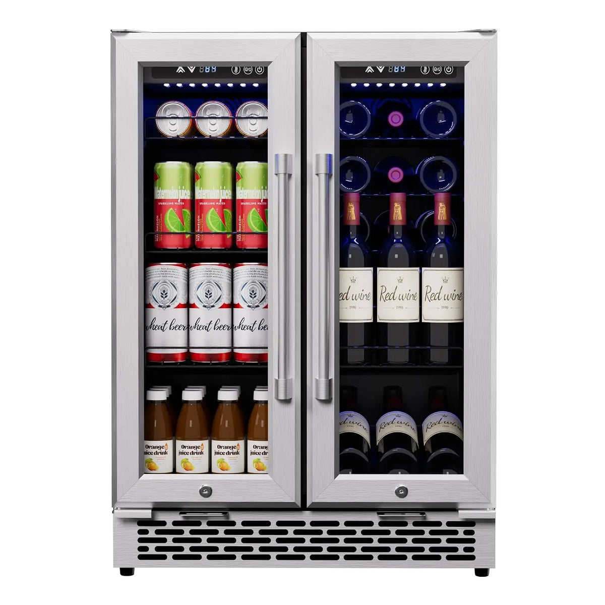 24 Inch 5.2 Cu.Ft Dual Zone Wine and Beverage Refrigerator With Glass Door | Built-in & Freestanding Beverage, Customized