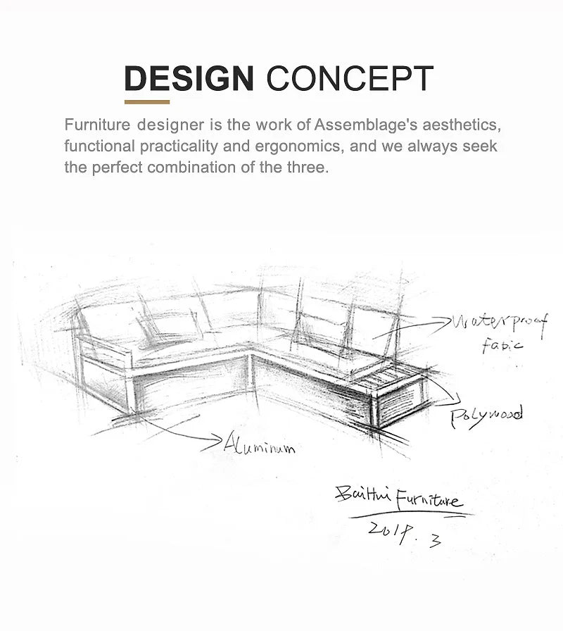 BHR High Back Comfortable Garden Sofa All Weather Garden Furniture Outdoor Rattan Dining Furniture Set Rattan Sofa for Backyard