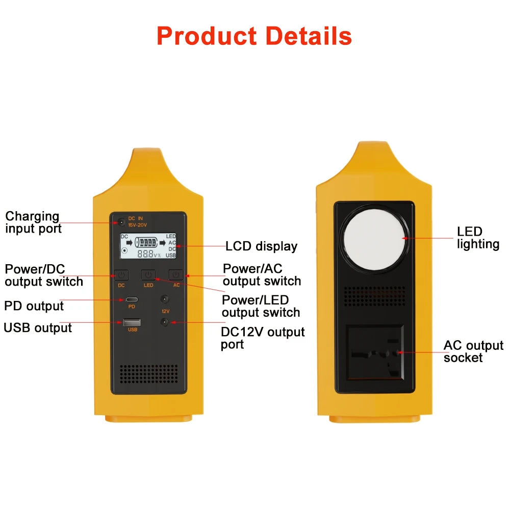 jsdsolar Portable Power Station 100W Solar Generator output AC 220V 110V LiFePO4 Power Bank UPS Power Plant For Outdoor Camping WardBoyzPROShop