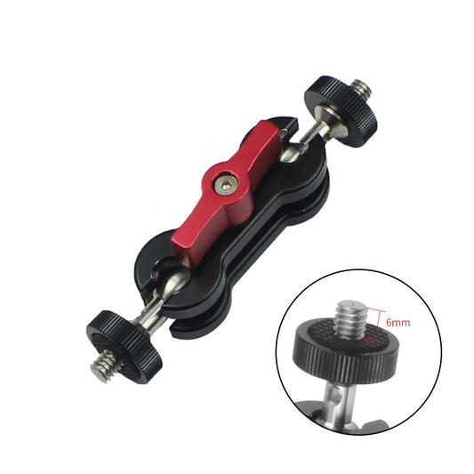 360° Ballhead Magic Arm Double Ball Head Adapter 1/4" Screw Monitor Mount for Gopro Insta360 Holder Lights Phone Stand Bracket