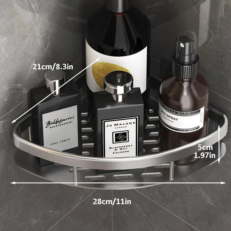 No Drill Bathroom Storage Rack Wall Mount Corner Shelf Shower Holder for WC Shampoo Organizer - Bathroom Accessories