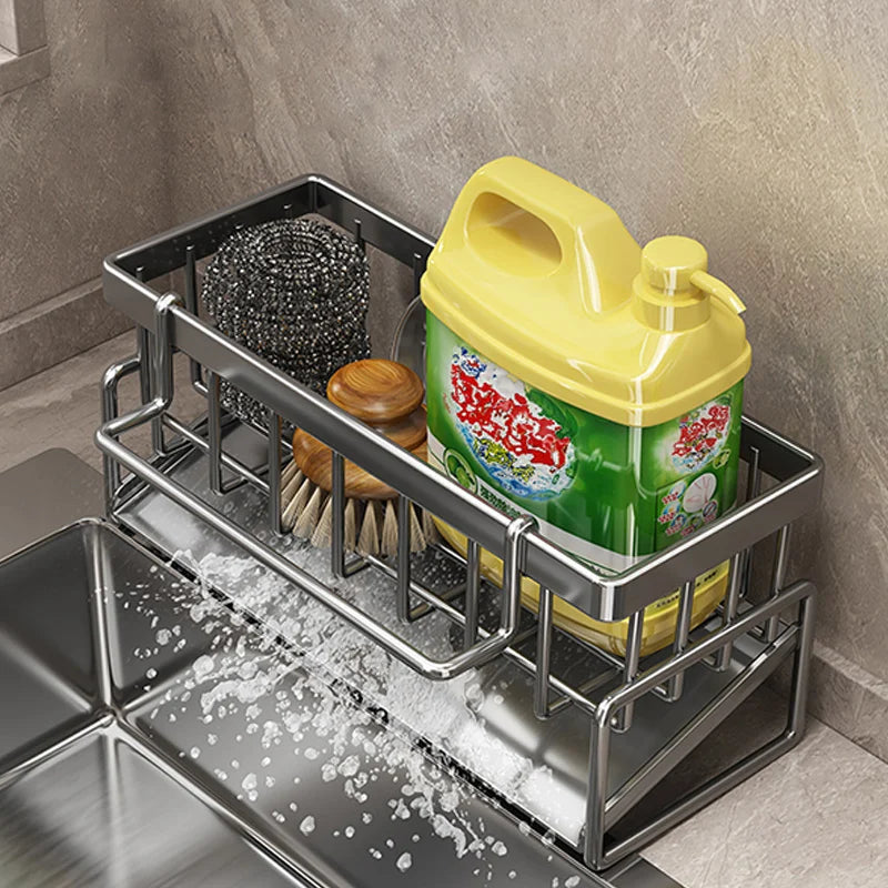 Kitchen sink draining rack, automatic drainage plastic storage rack, sink shelf, sponge and soap rack, towel rack