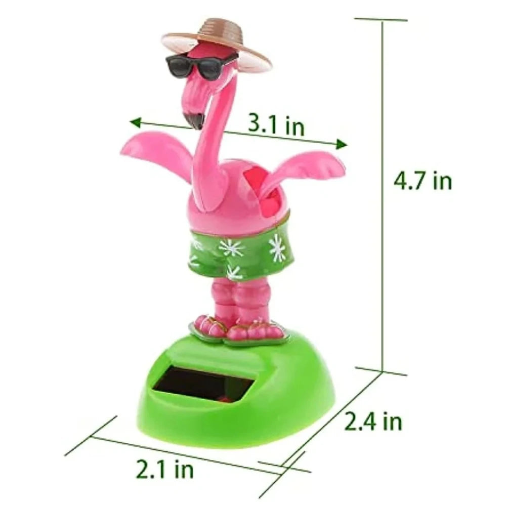 Flapping Wings Flamingo Solar Powered Hawaii Style Shaking Ornaments Car Dashboard Dancer Bobble Head (Flamingo A)