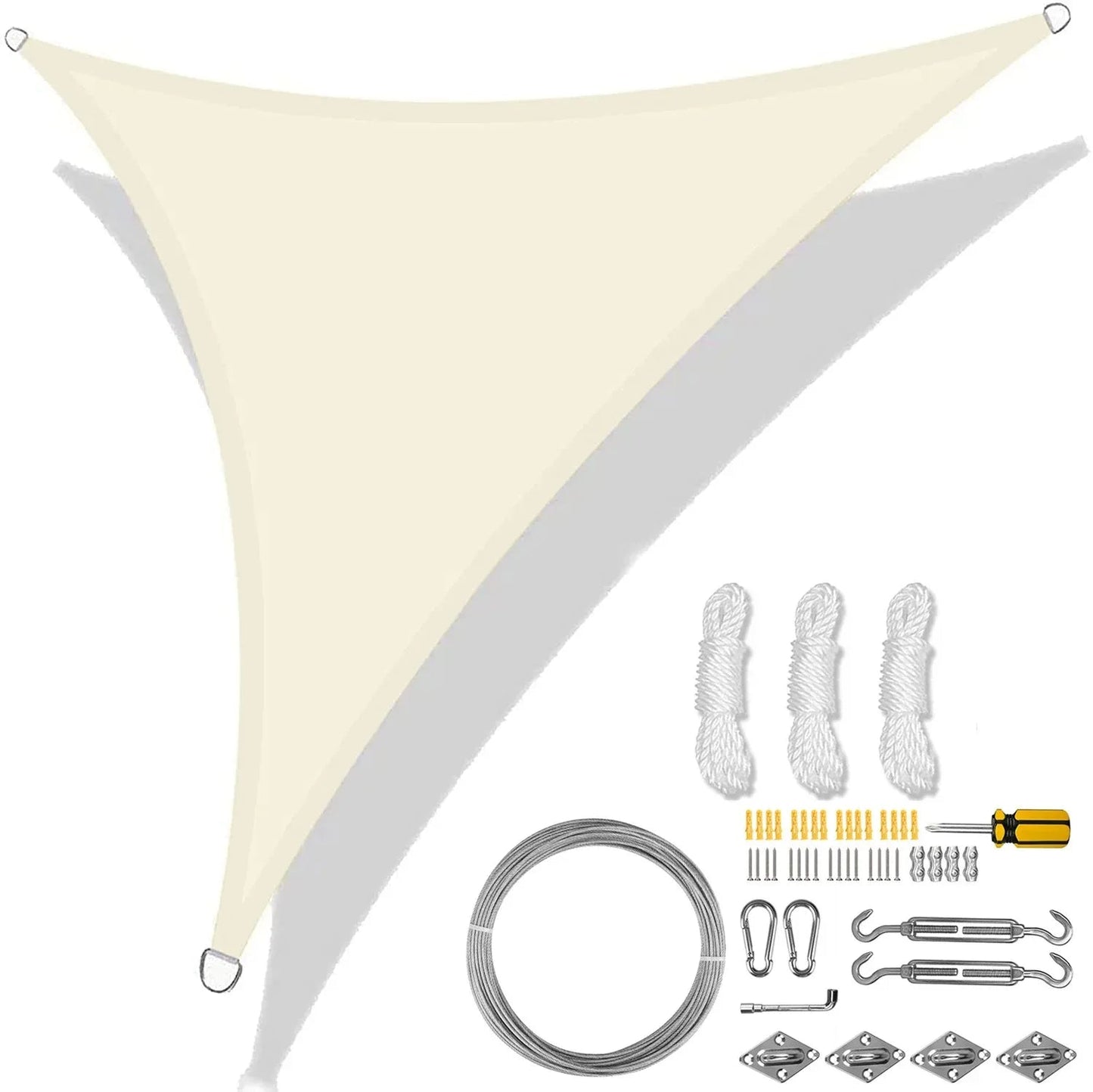 5/3.6/3/2M Triangle Shade Sail Waterproof Sunshade Sail Canopy 98%UV Block Awning with Free Rope for Garden Patio Pergola Gazebo WardBoyzPROShop