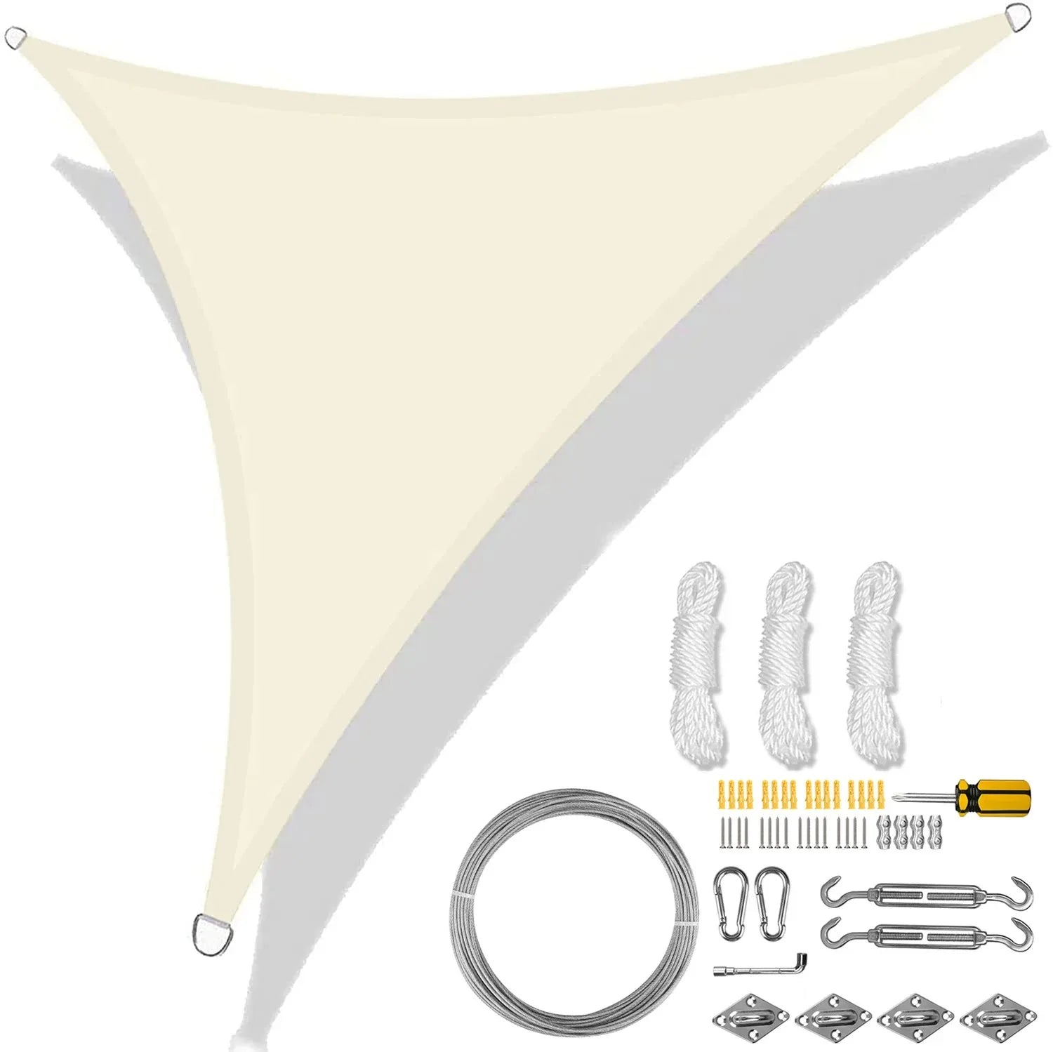 5/3.6/3/2M Triangle Shade Sail Waterproof Sunshade Sail Canopy 98%UV Block Awning with Free Rope for Garden Patio Pergola Gazebo WardBoyzPROShop