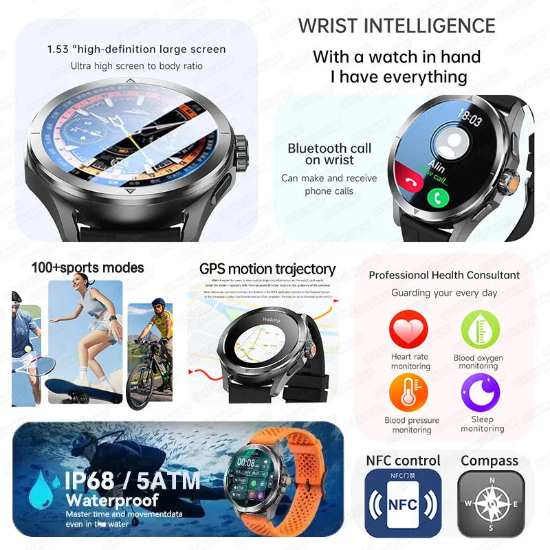 S4 Ultra For Xiaomi Smart Bracelet Men Watch AMOLED HD Screen Bluetooth Call GPS Trajectory NFC Heart Rate Compass SmartWatches WardBoyzPROShop