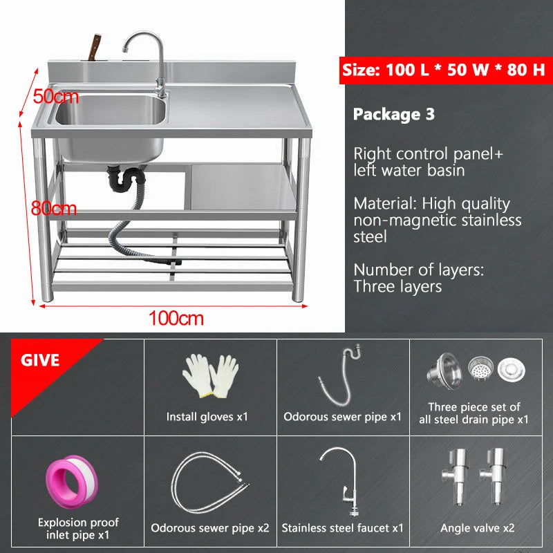 Thickened Stainless Steel Washbasin Household Sink Double Sink Kitchen Washing Basin Countertop Integrated with Bracket Sink